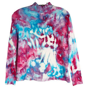 Unicorn Farm Kim Rogers Medium MP Top Turtleneck Tie Dye Handmade‎ Pink Blue 451
